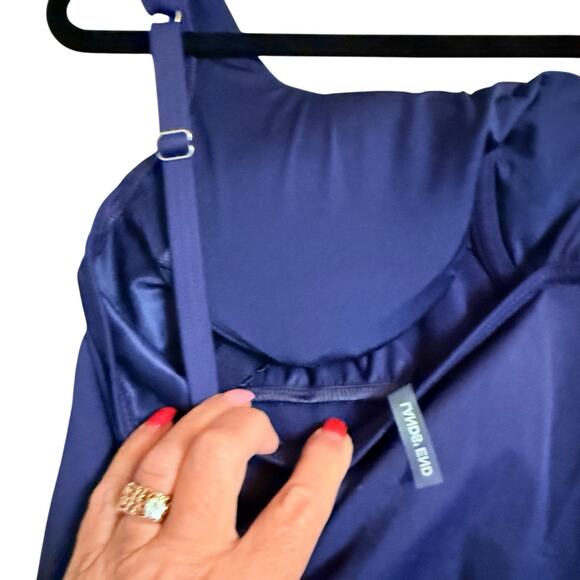 Lands End Sz 8 Navy Tankini Top Square Neck Underwire Beach Cruise Pool - Picture 6 of 7